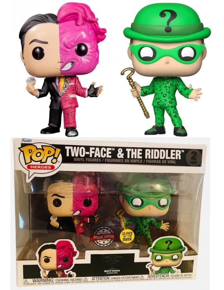 POP FUNKO! BATMAN FOREVER: TWO FACE AND THE RIDDLER GLOWS IN THE DARK  SPECIAL EDITION FIGURES