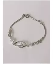 Silver Bracelet "Two Hearts- White" (S925)