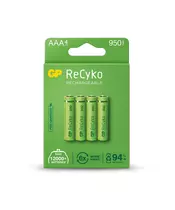 GP ReCyko+ Recharg Batteries AAA 950mah 4pcs 656.161UK