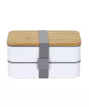 Φαγητοδοχείο &#8211; Lunch Box 2 Επιπέδων με Μαχαιροπίρουνα και Καπάκι από Μπαμπού 18.5 x 10.5 x 9.7 cm Cook Concept KA4820