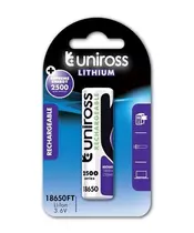 Uniross LIR18650FT 2500 Lithium Flat Top Rechargeable Battery