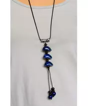 Long Handmade Ceramic Necklace "Blue Stones"