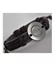 "Yin Yang" Brown Leather Handmade Men's Bracelet