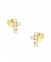 14K CUBIC ZIRCON CROSS EARRINGS