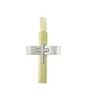 14K DOUBLE TONE CROSS