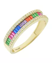 14K MULTICOLOR CUBIC ZIRCON RING