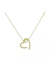 14K GOLD PEARL HEART NECKLACE