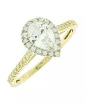 14K GOLD PEAR CUT CUBIC ZIRCON RING