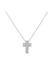 14K WHITE GOLD CUBIC ZIRCON CROSS