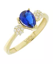 14K GOLD BLUE CUBIC ZIRCON RING