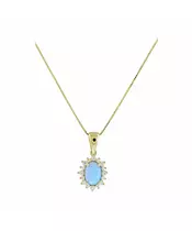 14K GOLD BLUE OPAL  CUBIC ZIRCON