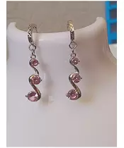 Silver Earrings "Double Wave - Light Pink" (S925)