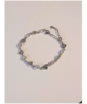 Silver Bracelet "Hearts- White" (S925)