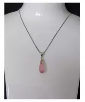 Silver Pendant "Drop - Pink" (S925)