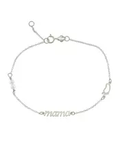 14K PLAIN WHITE GOLD MAMA BRACELET