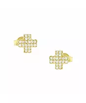 14K GOLD CROSS STAT EARRINGS WITH ZIRCON