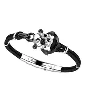 ZANCAN BRACELET IN 925 SILVER NAUTICAL KEVLAR CORD WITH BLACK SPINELS