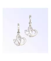 Silver Earrings "White Hearts" (S925)