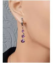 Silver Earrings "Double Wave - Purple" (S925)