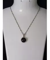 Silver Pendant "Black Circle" (S925)