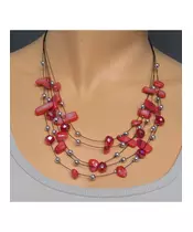 Multi-layers Necklace - Red Beads