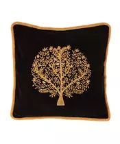 G & C Interiors: Tree Of Life Embroidered Cushion Black