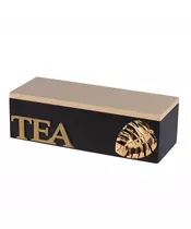 Aria Trade Ξύλινο Κουτί Αποθήκευσης για Φακελάκια Τσαγιού με 3 θέσεις σε Μαύρο χρώμα, 22.5x8x7 cm