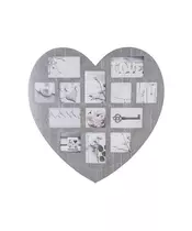 Ξύλινη Κορνίζα 13 Θέσεων σε Σχήμα Καρδιά 59 x 1.5 x 59.5 cm Χρώματος Γκρι Atmosphera 150600-Grey