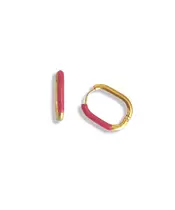 Hoops pink enamel - Stainless Steel Gold Plated