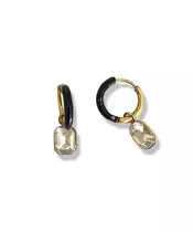 Hoops black enamel - Stainless Steel Gold Plated