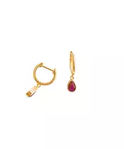 Hoops with pink drop- Silver 925 Gold Plated