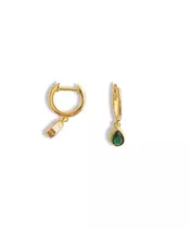 Hoops green drop- Silver 925 Gold Plated