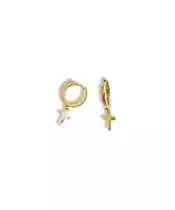 Hoops with cross- Silver 925 Gold Plated