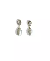 Pearl earrings with zircons - Silver 925 Gold Plated