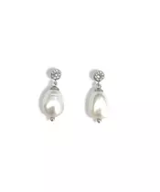 Pearl earrings with zircons - Silver 925