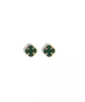 9ct Gold Earrings with Malachite