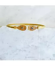 Byzantine Cuff Bracelet with blue stone - Silver 925 Gold Plated