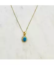 Diana Necklace with Turquoise Zircon - Silver 925 Gold Plated