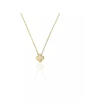 Necklace with 1 white flower - Stainless Steel Gold Plated