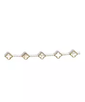 Bracelet with 5 white flowers - Stainless Steel Gold Plated