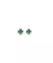 Flower Earrings with Malachite - Silver 925