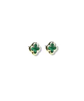 Flower Earrings with Malachite - Silver 925 Gold Plated