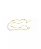 Bracelet double chain with pearl - Silver 925 Gold Plated