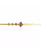 Bracelet Flower Red - Stainless Steel Gold Plated