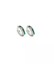 Enamel Earrings Green - Silver 925