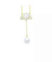 Necklace with pearl & zircons - Silver 925 Gold Plated