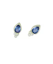 Blue Drop Earrings - Silver 925 Gold Plated