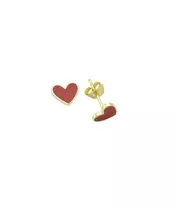 Mini Red Heart Earrings - Silver 925 Gold Plated