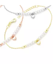 Bracelet with pearl & heart - Silver 925 Gold Plated