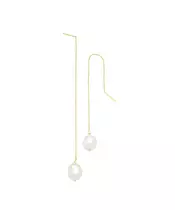 Long earrings with pearl - Silver 925 Gold Plated